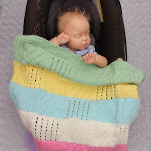Knitting Pattern - Babies Double Knitting Blanket Pattern - Patchwork Design - Double Knitting Babies Afghan Pattern- DK Knitting -KP624
