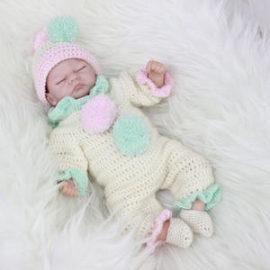 Crochet Pattern For Doll Clown Suit, Hat & Slippers - Doll Clothes Crochet Pattern -2 Sizes - CP78