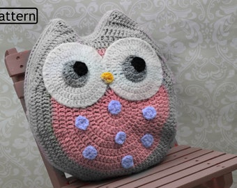 CROCHET PATTERN For Owl Cushion- Kids Pillow Pattern -Owl Pillow Pattern -Decor Kids Room- Plop Owl -Shower Gift Owl- PDF- CP321