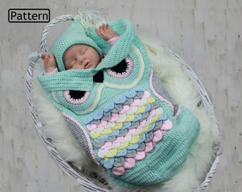 Crochet Pattern - Crochet Owl Pattern - Baby Owl Pattern - Owl Cocoon Pattern - Baby Crochet Owl Pattern - 3 Sizes - CP245 PDF