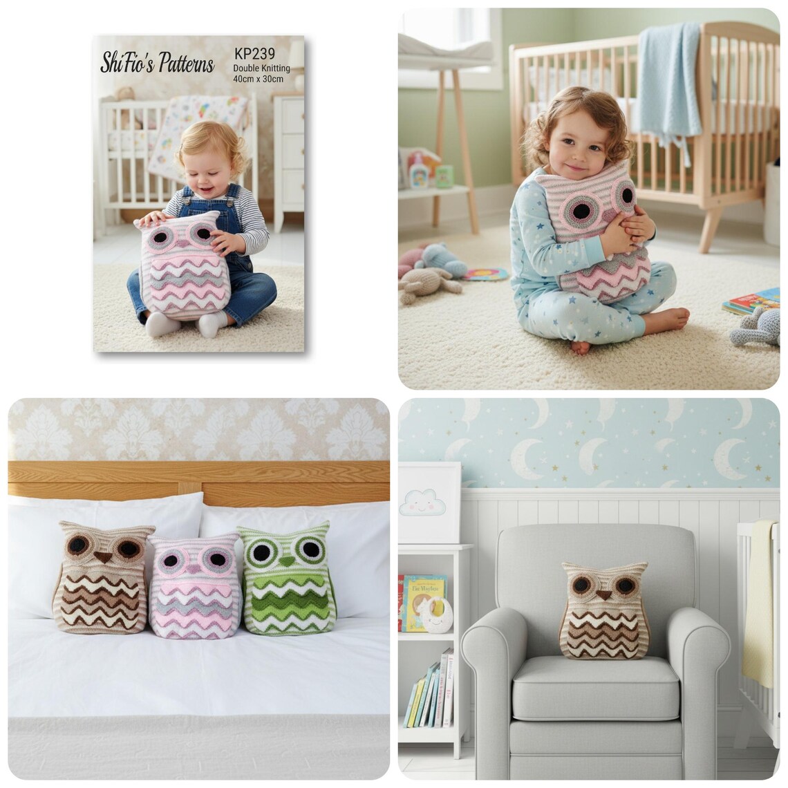 KNITTING PATTERN for Owl Cushion Cover - Knitted Owl Pillow Cover - Owl ...