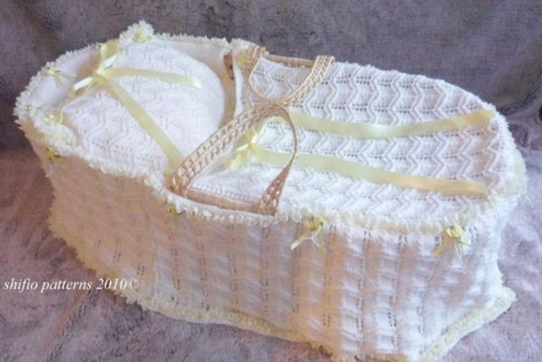 KNITTING PATTERN for Baby Moses Basket Cover Blanket Afghan Etsy
