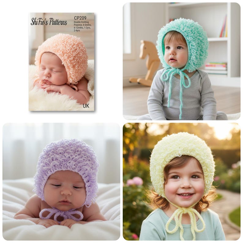 Crochet Baby Bonnet Pattern PDF | Newborn Loopy Stitch Hat | Vintage Style Baby Shower Gift | Easy DIY Crochet Pattern 209 image 3