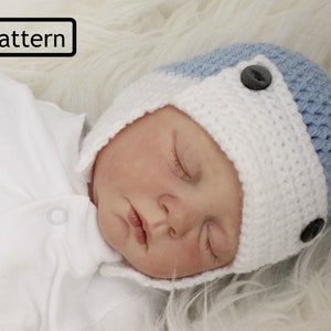 CROCHET PATTERN For Baby Aviator Hat Bonnet in 5 Sizes birth to 4 years PDF 377 Digital Download