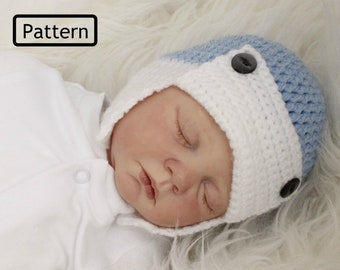 CROCHET PATTERN For Baby Aviator Hat Bonnet in 5 Sizes birth to 4 years PDF 377 Digital Download
