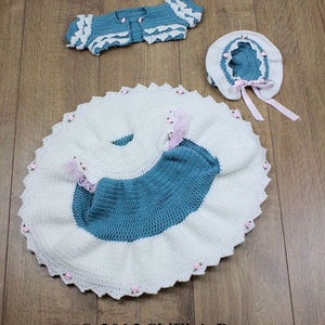 CROCHET PATTERN For Dress, Shrug & Bonnet PDF 156