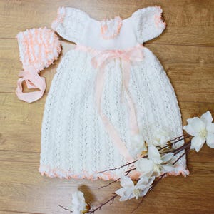 Knitting Pattern - Knitted Christening Gown Pattern - Baptism Dress Knitting Pattern - Knit in Lace Pattern - 3 Sizes - KP213