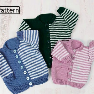 Knitting Pattern -  Cardigan Knitting Pattern - Childs Pattern - Boys Cardigan Pattern - Toddler Cardigan Pattern - 3 Sizes - KP441
