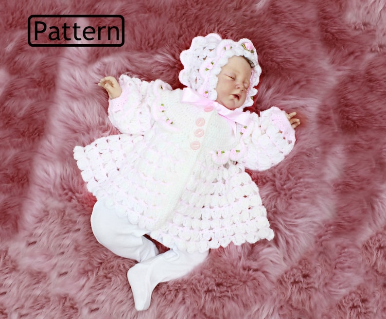 CROCHET PATTERN for Matinee Jacket & Hat Baby Crochet Etsy Canada