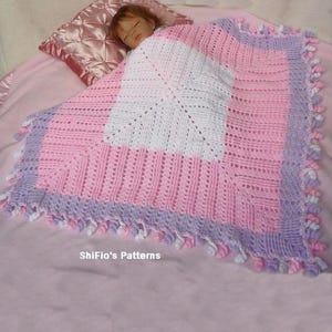 CROCHET PATTERN For Curly Edged Blanket, Afghan, Pram, Cot, Crib PDF 103  Digital Download