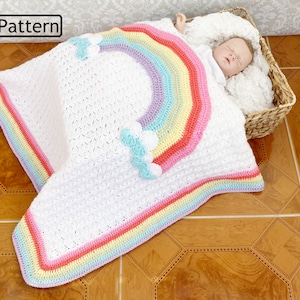 Crochet Pattern - Crochet Blanket Pattern - Rainbow Pattern - Baby Afghan Pattern - Baby Blanket Pattern - CP437