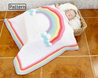 Crochet Pattern - Crochet Blanket Pattern - Rainbow Pattern - Baby Afghan Pattern - Baby Blanket Pattern - CP437