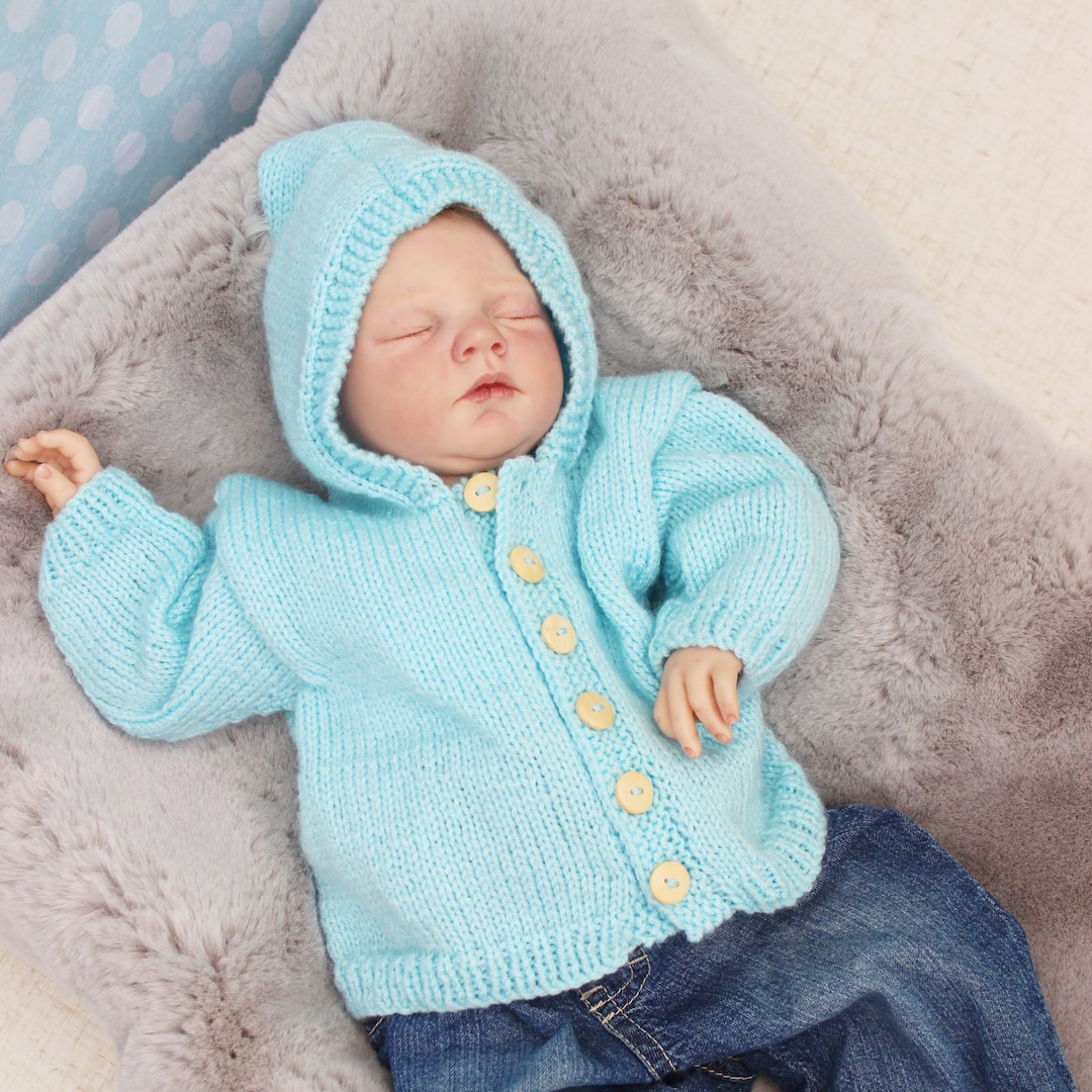 KNITTING PATTERN for Plain Baby Hooded Jacket Baby Hoodie