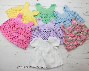 CROCHET PATTERN  For Baby Dress and 6 Aprons PDF 20 Digital Download