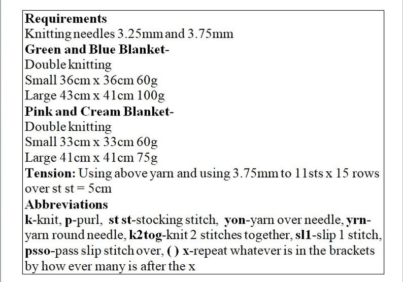 Knitting Pattern for 2 Dolls Blankets 4 Sizes to fit 10 to 12 Doll and 14 to 16 Doll Double Knitting Pattern for Doll KP620 image 2