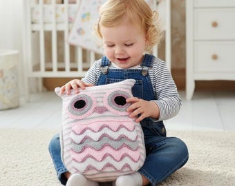 KNITTING PATTERN For Owl Cushion cover -  knitted owl pillow cover - owl pyjama case -  KP239 Digital Download