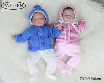 Knitting Pattern 10" to 12" Doll Cardigan, Leggings & Hat - Knitting Pattern dolly clothes  - dolls clothes pattern - PDF - KP149