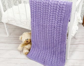 Knitting Pattern - Babies Aran Blanket Pattern -  Worsted #4 Babies Afghan Pattern- KP387