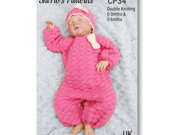 Crochet Pattern - Crochet Playsuit Pattern - Pramsuit Pattern - Baby Pram Suit Pattern - Baby Play Suit Pattern - 2 Sizes - CP34