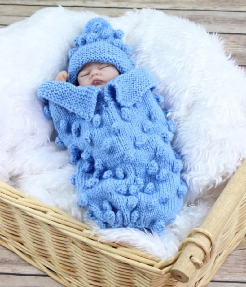 KNITTING PATTERN Preemie Bobble Cocoon Knitting Pattern in 2 Sizes PDF 258 Digital Download image 1