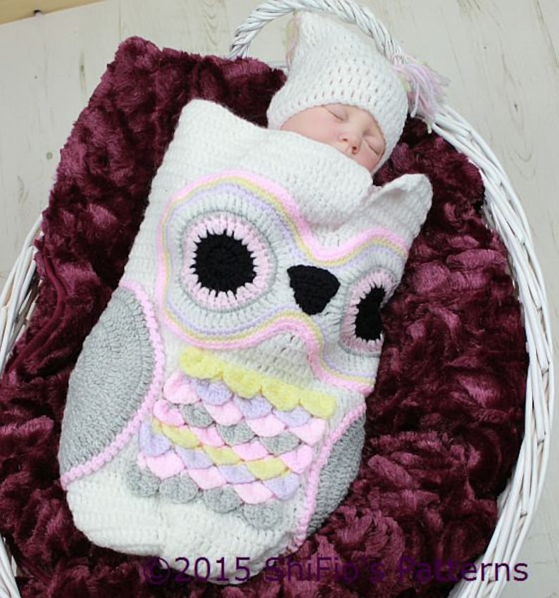 Crochet Pattern Crochet Owl Pattern Baby Owl Pattern Owl Cocoon Pattern Baby Crochet Owl Pattern 3 Sizes CP245 PDF image 5