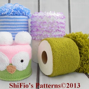 KNITTING PATTERN For 4 Toilet Roll Covers Tissue Cover Topper Owl PDF 256 Digital Download image 1