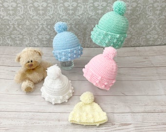 Crochet Pattern - Crochet Beanie Pattern -  Baby Pattern - Baby Hat Pattern - Baby Beanie Pattern - 5 Sizes - Newborn to 4 yrs - CP501