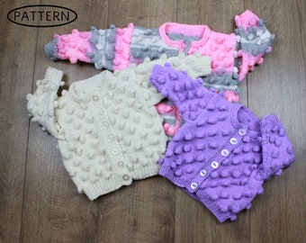 KNITTING PATTERN childs Cardigan - Girls Cardigan Knitting Pattern -  Toddler knitting pattern - 3 Sizes  KP308