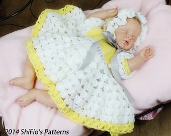 CROCHET PATTERN For  Spring Rose Baby Dress & Hat PDF 15 Digital Download