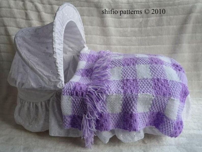 KNITTING PATTERN for Gingham Baby Pram Blankets Afghan PDF Etsy