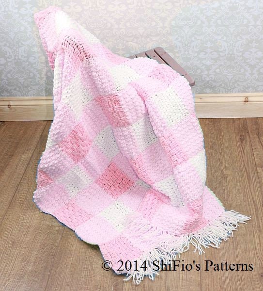 CROCHET PATTERN For Baby Gingham Pram Moses Basket Blanket Etsy