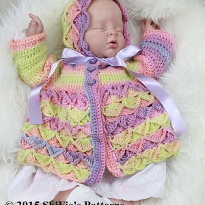 CROCHET PATTERN For Baby Bavarian St Matinee Jacket & Hat in 5 Sizes PDF 177 Digital Download image 4
