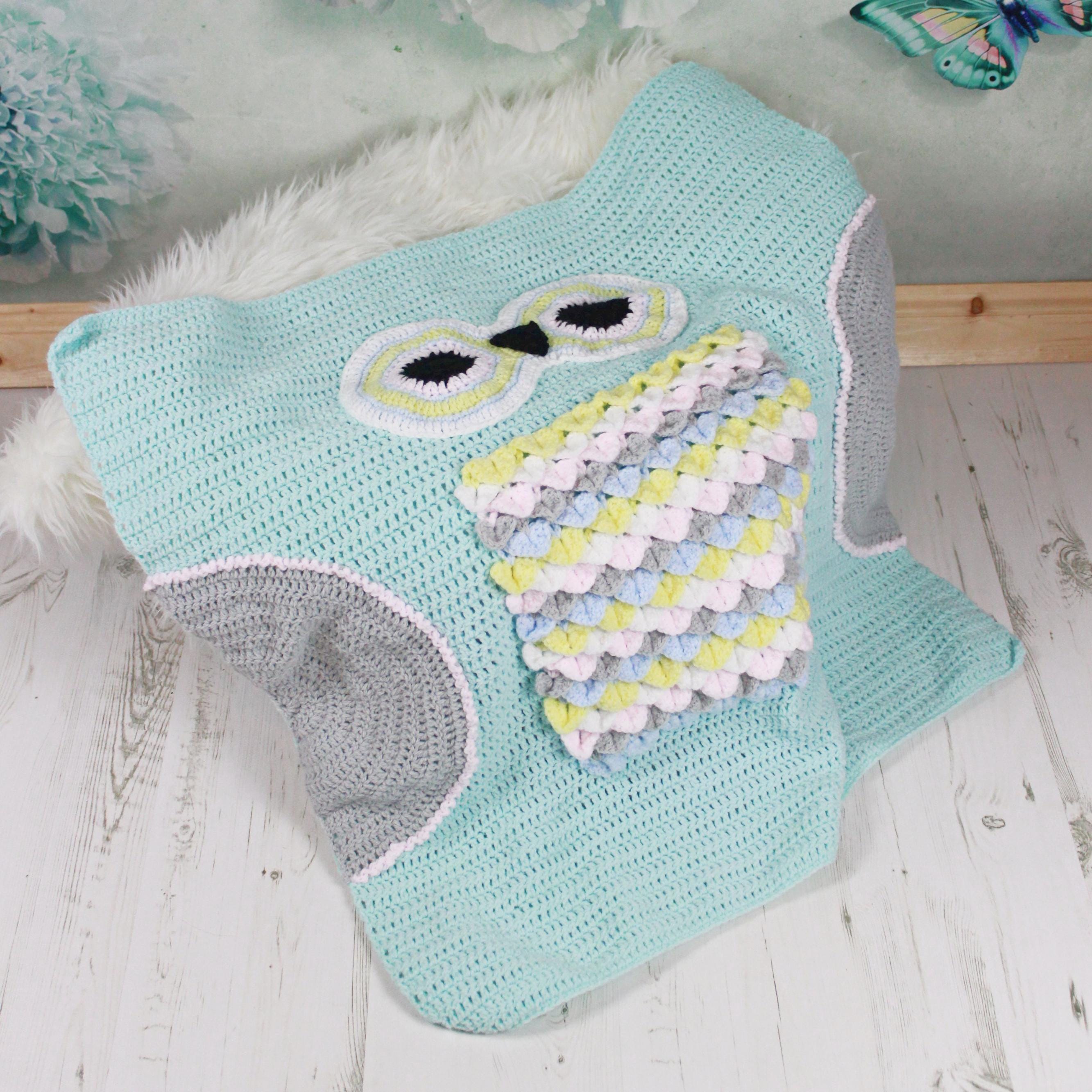30 Owl Blanket Crochet Patterns for Cozy Gifting and Woodland Charm 17 Owl Baby Blanket with Matching Cushion