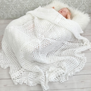 Crochet Pattern - Crochet Shawl Pattern - Christening Shawl Pattern - Baptism Shawl Pattern - Baby Christening Pattern - CP97