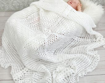 Crochet Pattern - Crochet Shawl Pattern - Christening Shawl Pattern - Baptism Shawl Pattern - Baby Christening Pattern - CP97