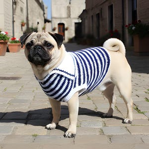 Crochet Dog Sweater Pattern | Striped Pet Sweater PDF | Pug, French Bulldog, Small Dog Clothes - CP247