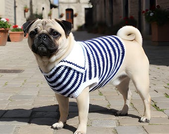 フレンチブルドッグの犬用服、かぎ針編みのパターン、大型犬用犬用