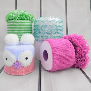 KNITTING PATTERN For 4 Toilet Roll Covers Tissue Cover Topper Owl PDF 256 Digital Download image 3