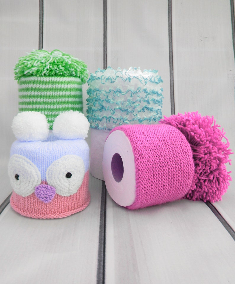 KNITTING PATTERN For 4 Toilet Roll Covers Tissue Cover Topper Owl PDF 256 Digital Download image 3