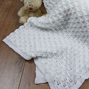 KNITTING PATTERN For Baby Shawl Blanket Pattern Christening Afghan PDF 293 Digital Download
