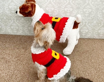 Crochet Pattern - Crochet Dog Dress Pattern - Christmas Crochet Pattern - Mrs Claus Dog Dress Pattern - Dog Dress Pattern - 5 Sizes - CP513