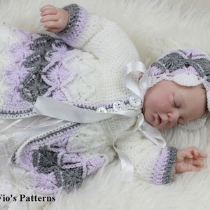 CROCHET PATTERN For Baby Bavarian St Matinee Jacket & Hat in 5 Sizes PDF 177 Digital Download image 2