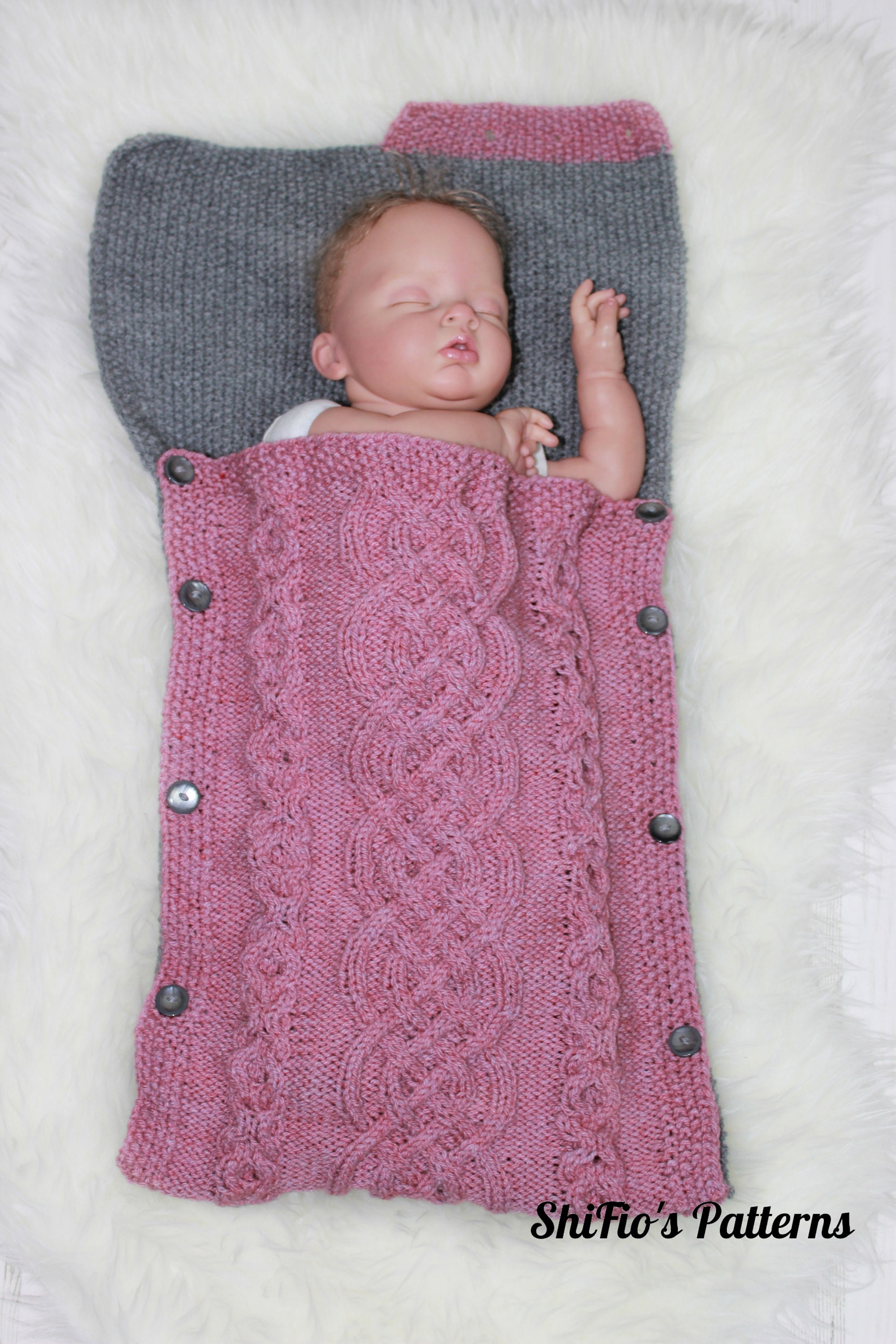 Knitting Pattern for Baby Sleeping Bag - Cocoon - Papoose - Hooded ...