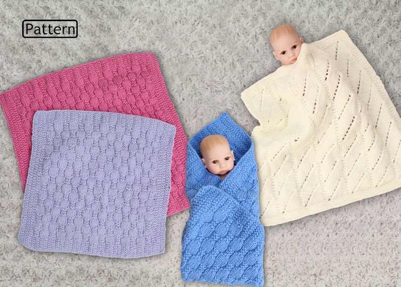 Knitting Pattern for 2 Dolls Blankets 4 Sizes to fit 10 to 12 Doll and 14 to 16 Doll Double Knitting Pattern for Doll KP620 image 1