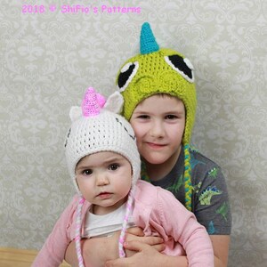 CROCHET PATTERN For Unicorn, Dinosaur, Dragon Hat Beanie in 4 Sizes baby, toddler, child, adult PDF 361 Digital Download image 5