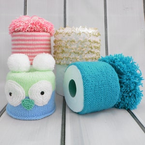 KNITTING PATTERN For 4 Toilet Roll Covers Tissue Cover Topper Owl PDF 256 Digital Download image 2