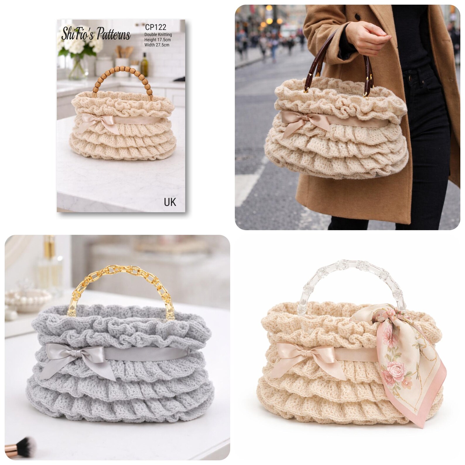 Crochet Ruffle Handbag Pattern, Vintage Style Purse, Frilly Bag ...