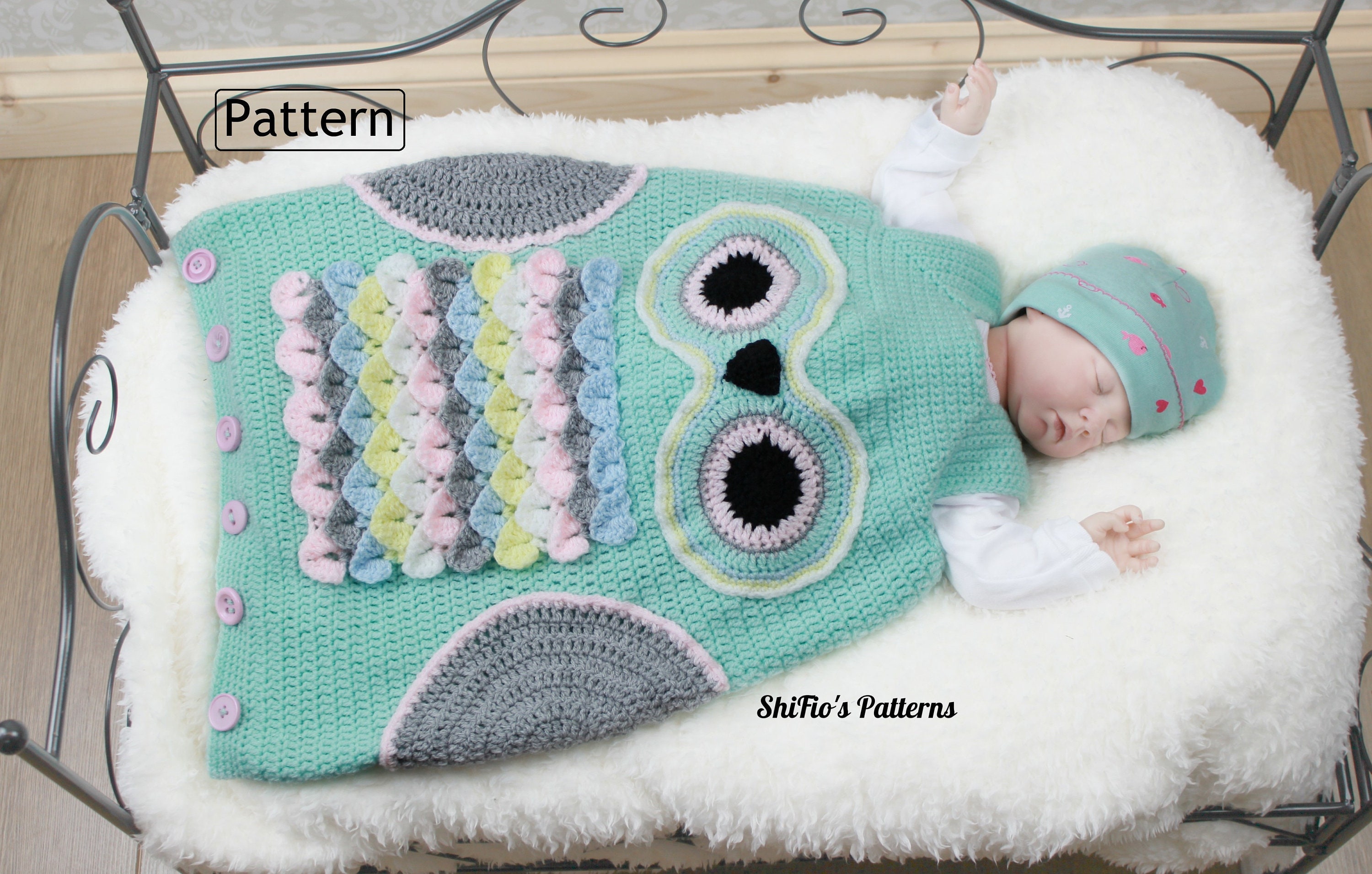 Crochet Pattern Owl Baby Sleeping Bag 3 Sizes Usa Uk Etsy Ireland