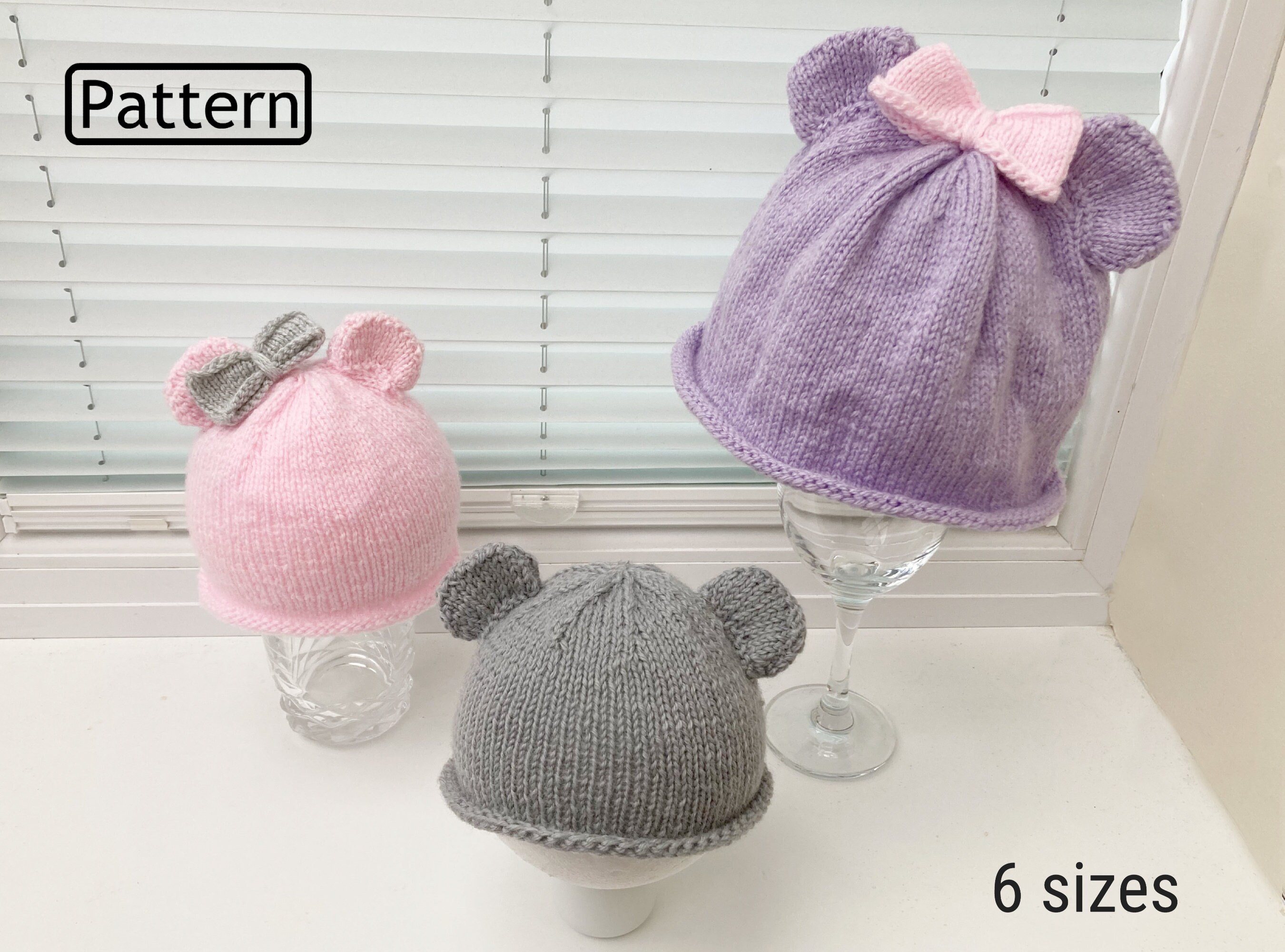 Knitting Pattern for Babies Bear Hat - 0-3 Months to 8yrs 6
