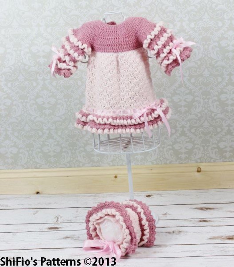 CROCHET PATTERN For Summer Amelia Baby Dress & Bonnet PDF 142 Digital Download image 3